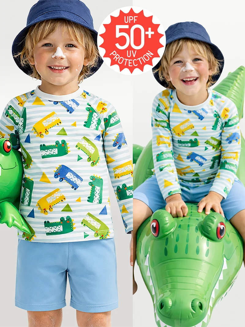 دينوكيدس بلوزة واقية من الشمس للأولاد بحماية من الأشعة فوق البنفسجية - تمساح